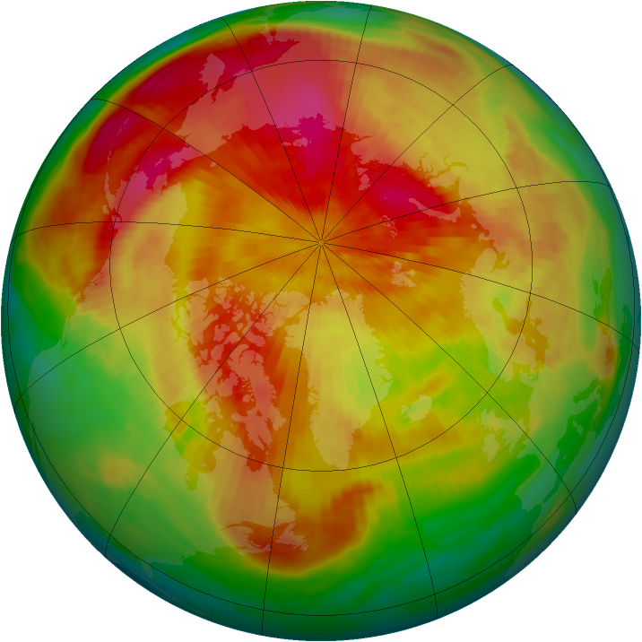 Arctic ozone map for 13 April 1985
